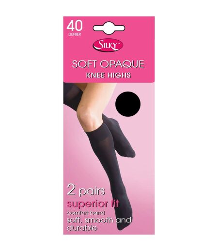 Silky Womens/Ladies Opaque 40 Denier Knee Highs (2 Pairs) (Black)