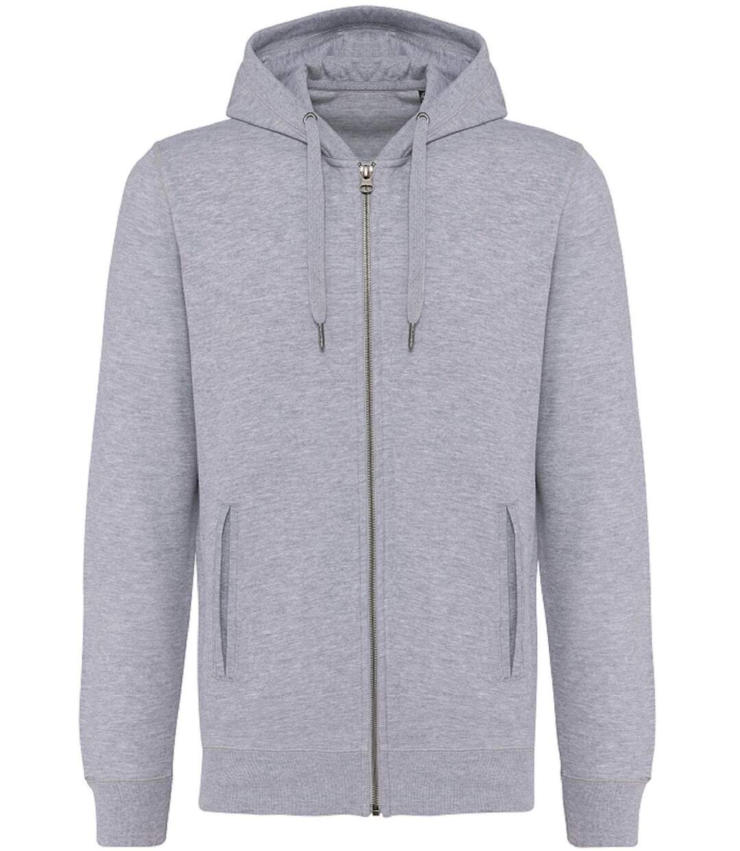 Sweat shirt zippé à capuche coton bio - Mixte - K4008 - gris oxford