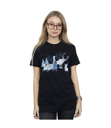 Disney - T-shirt FROZEN ANNA SVEN AND OLAF - Femme (Noir) - UTBI24866