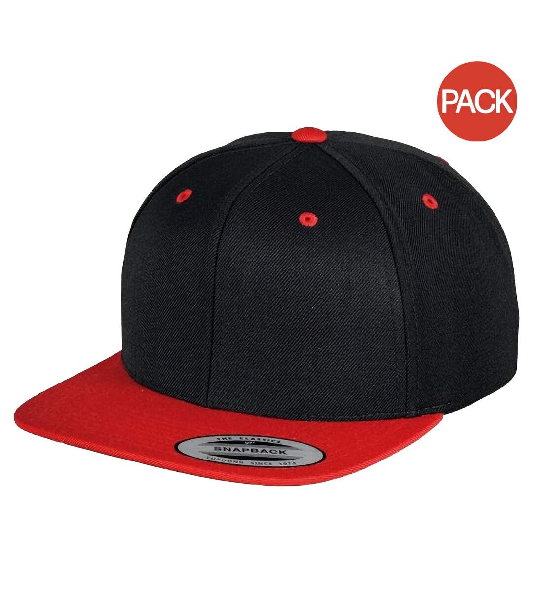 Lot de 2  casquettes ajustables classiques homme noir/rouge Yupoong-1