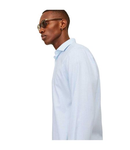 Mens Parker Cuffed Long-sleeved Formal Shirt Chambray Blue Jack And Jones