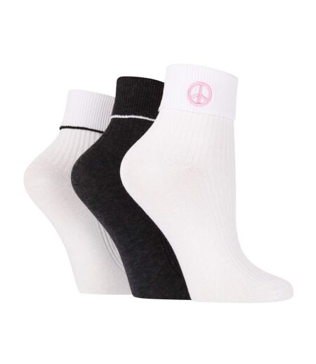 3 Pack Ladies Fashion Turnover Top Rib Lounge Socks