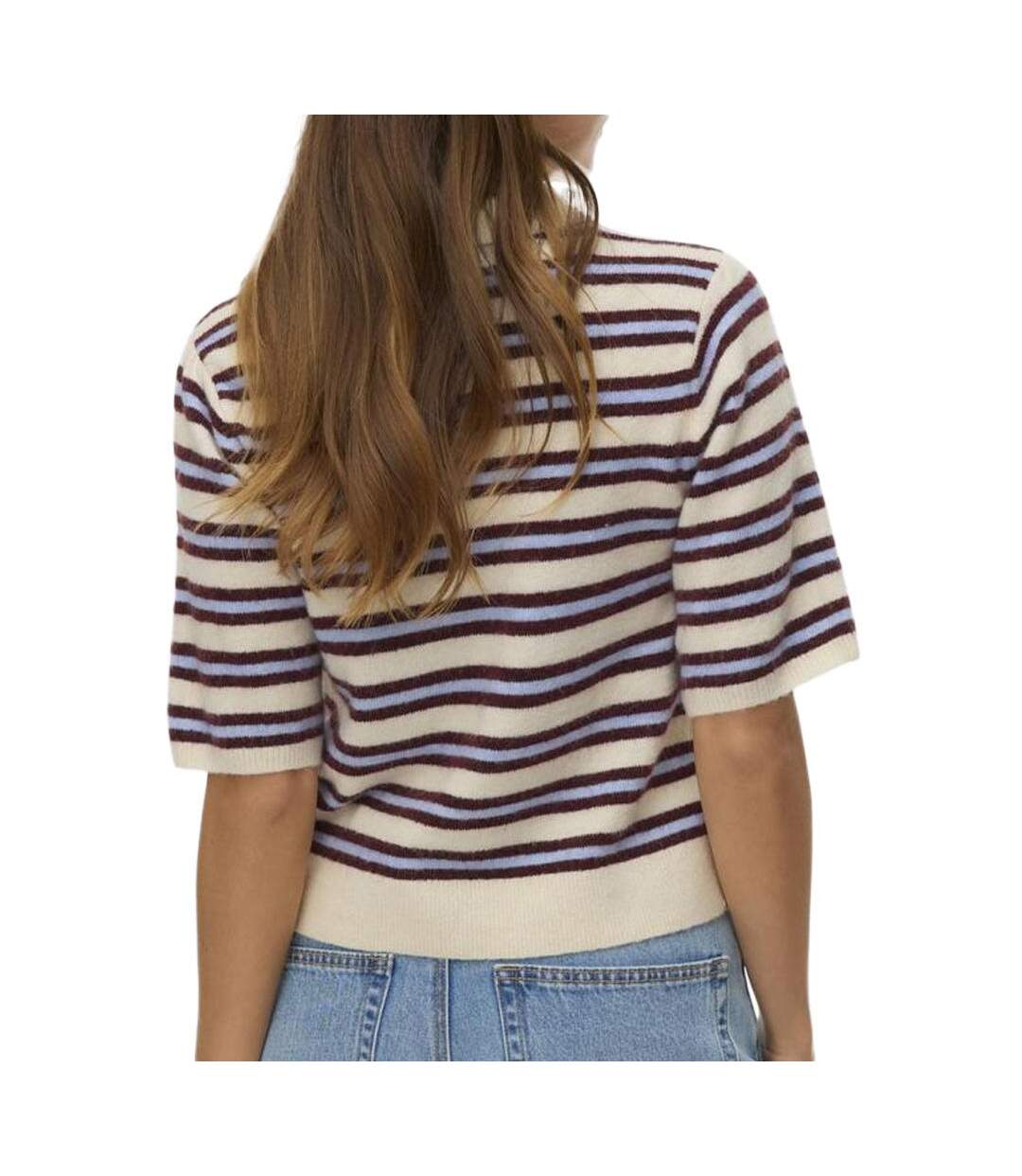 Pull beige/bleu/bordeaux femme vero moda vmocanna-2