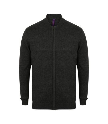 Unisex Adults Knitted Bomber Jacket Grey Marl Henbury
