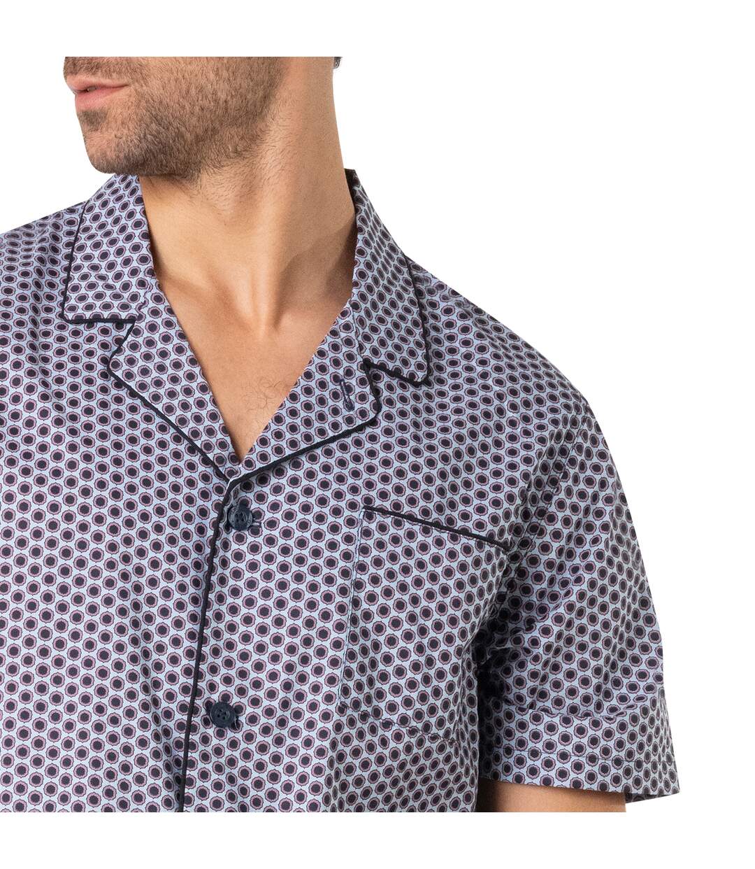 Pyjama court ouvert homme Popeline Eminence-5
