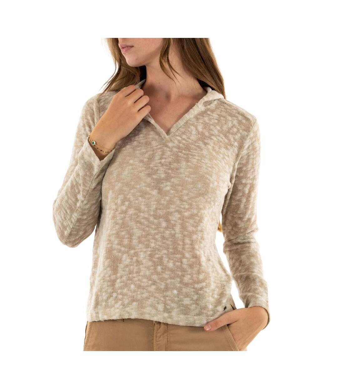 Sweat capuche beige femme sun valley doglio-1