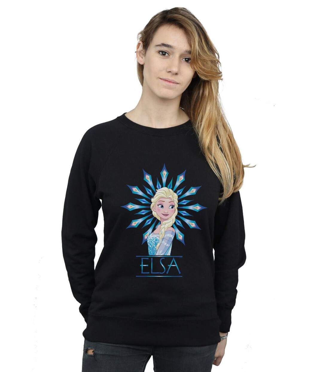 Disney Sweatshirt Frozen Elsa Snowflake Womens/Ladies (Noir) - UTBI19110-2