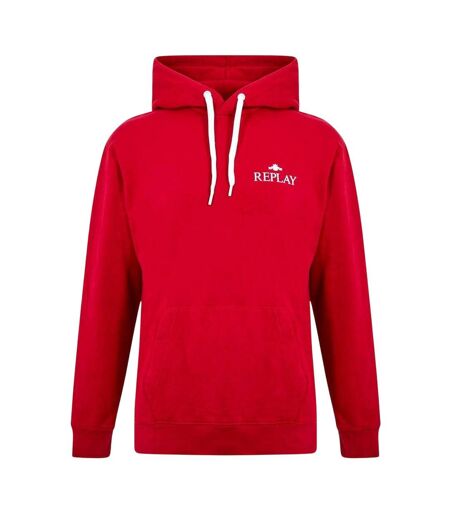 Mens Logo Cotton Hoodie Red Replay