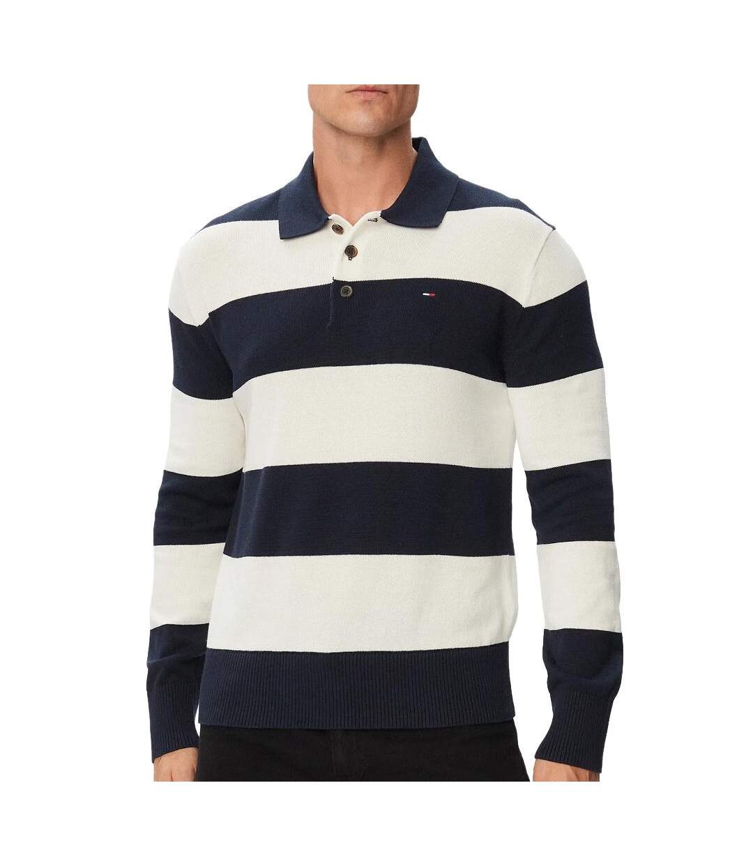 Polo beige/marine homme tommy hilfiger slim essential-1