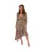 Robe Mi-longue Manches Longues Femme Marron AX Paris-2