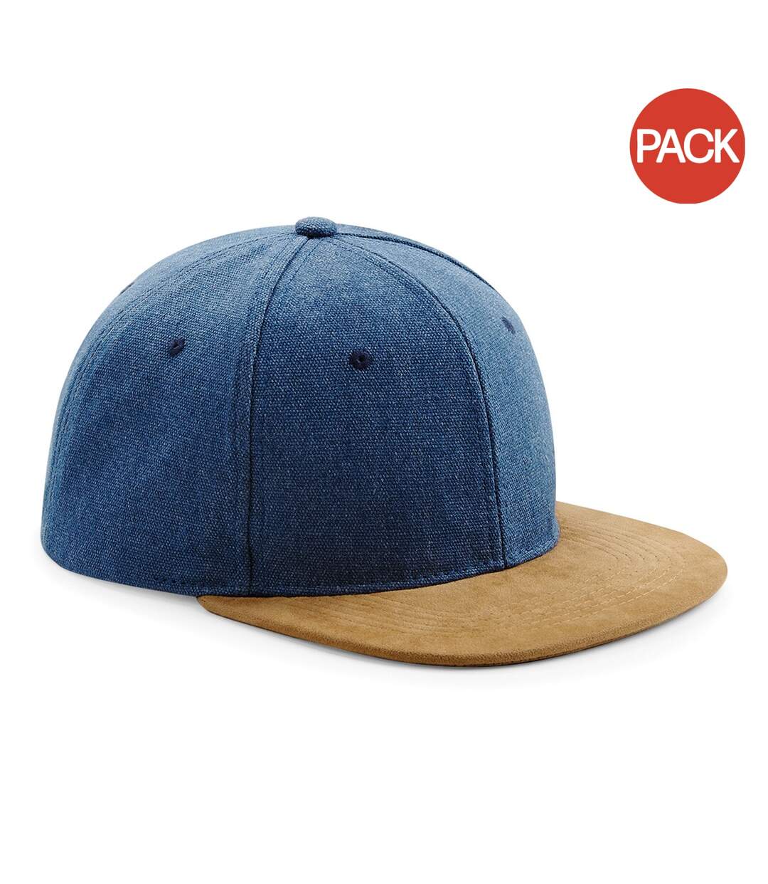 Lot de 2  casquettes en imitation cuir suédé adulte bleu denim Beechfield-1