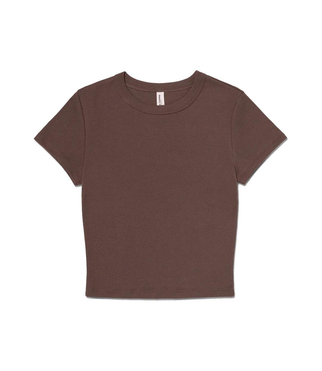 Womens/ladies Micro-rib Crop T-shirt Cocoa Solid Bella + Canvas-1