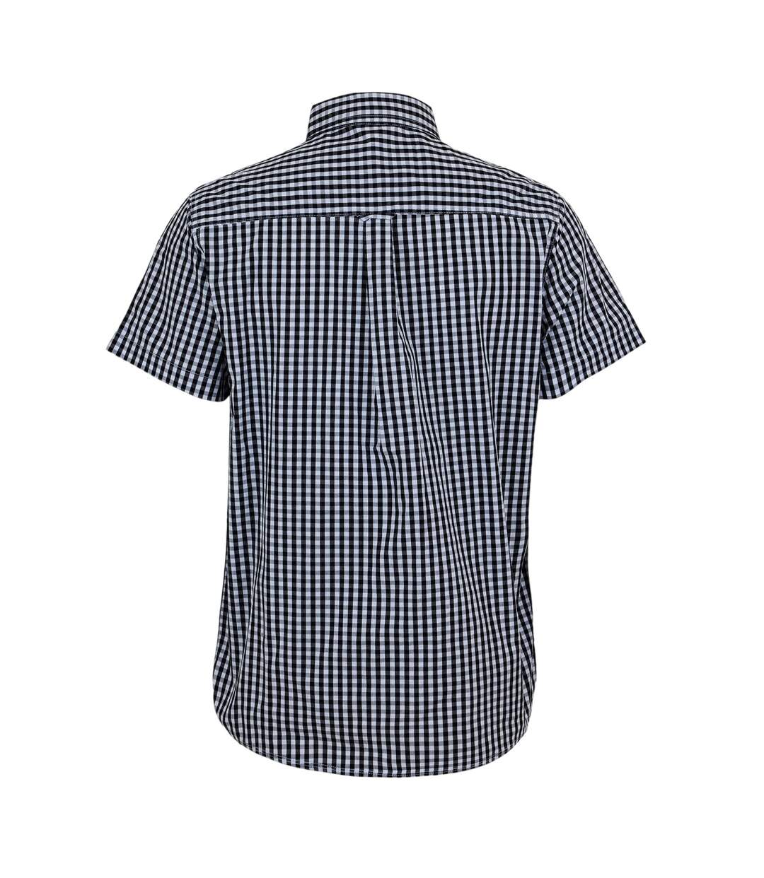Mens Esher Gingham Check Shirt Black White Bench-2