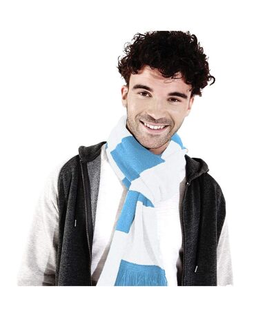 Beechfield Varsity Unisex Winter Scarf (Double Layer Knit) (Sky Blue / White) (One Size) - UTRW2031