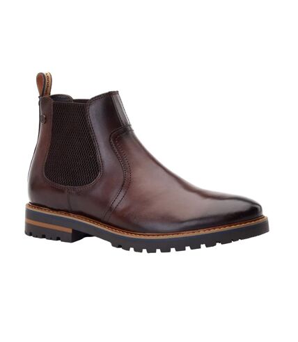 Base London Mens Cutler Washed Leather Chelsea Boots (Dark Brown) - UTFS10824