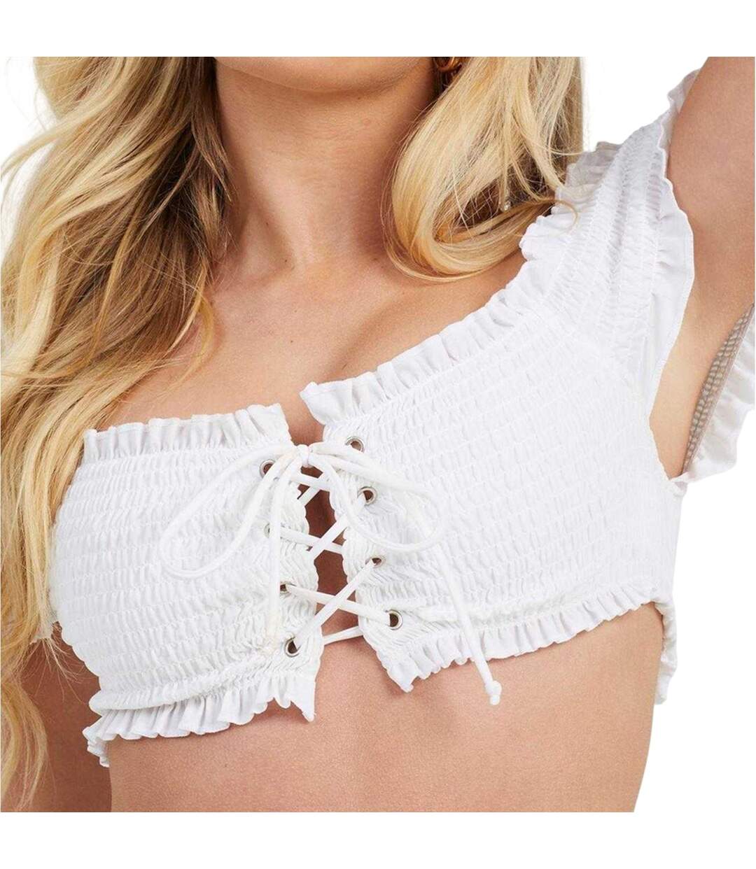 Womens/ladies Bandeau Bikini Top White Brave Soul-3