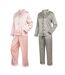 OZABI Pack 2 Pyjamas Femme Longs Satinés Imprimés, Col Chemise-1