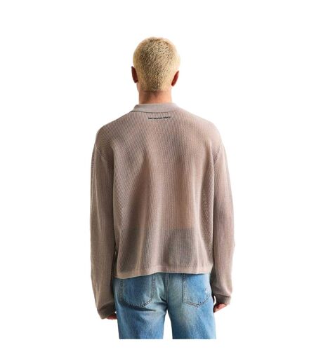 Mens Knitted Long-sleeved Shirt Taupe MKI MIYUKI ZOKU