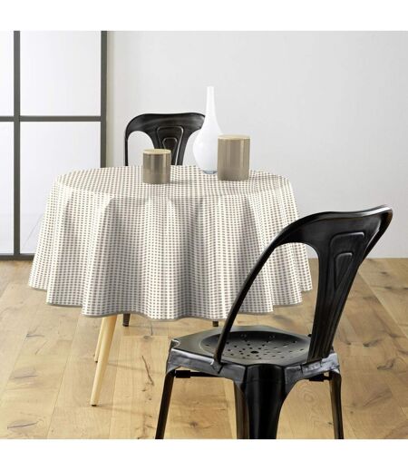 Nappe Ronde Mini Vichy 160cm Naturel