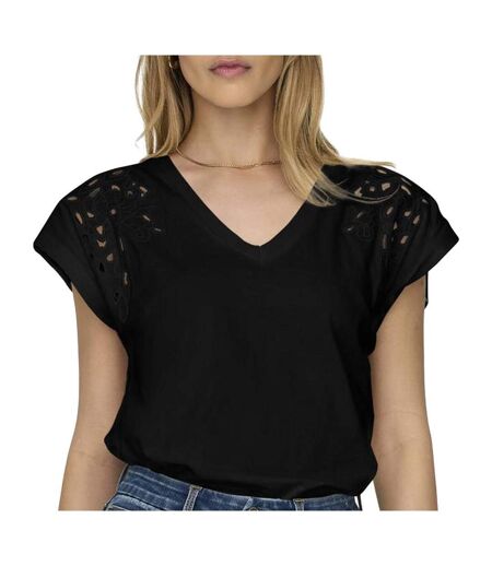 T-Shirt noir femme jdy rose