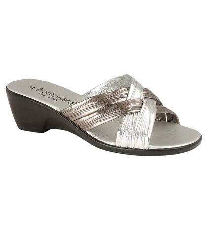 Lucia Womens/Ladies X Over Mule Sandals (Pewter/Silver) - UTDF217