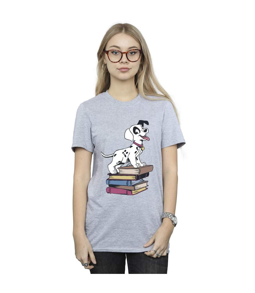 Disney Femme/Ladies 101 Dalmatians Books Cotton Boyfriend T-Shirt (Gris sportif) - UTBI26049-2