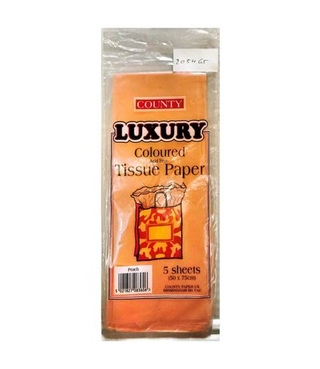 County Stationery Plain Tissue Paper (Pack of 5) (Orange) (One Size) - UTSG33368