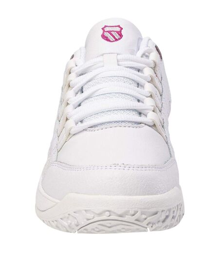 Mens Logo Leather Low Cut Tennis Shoes White K-Swiss