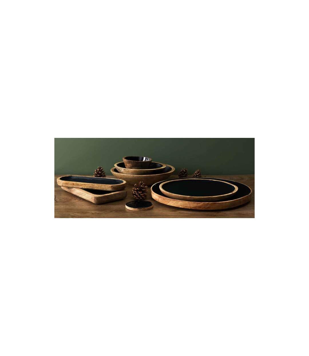 Dessous d'Assiette en Bois Black Forest 35cm Noir-3