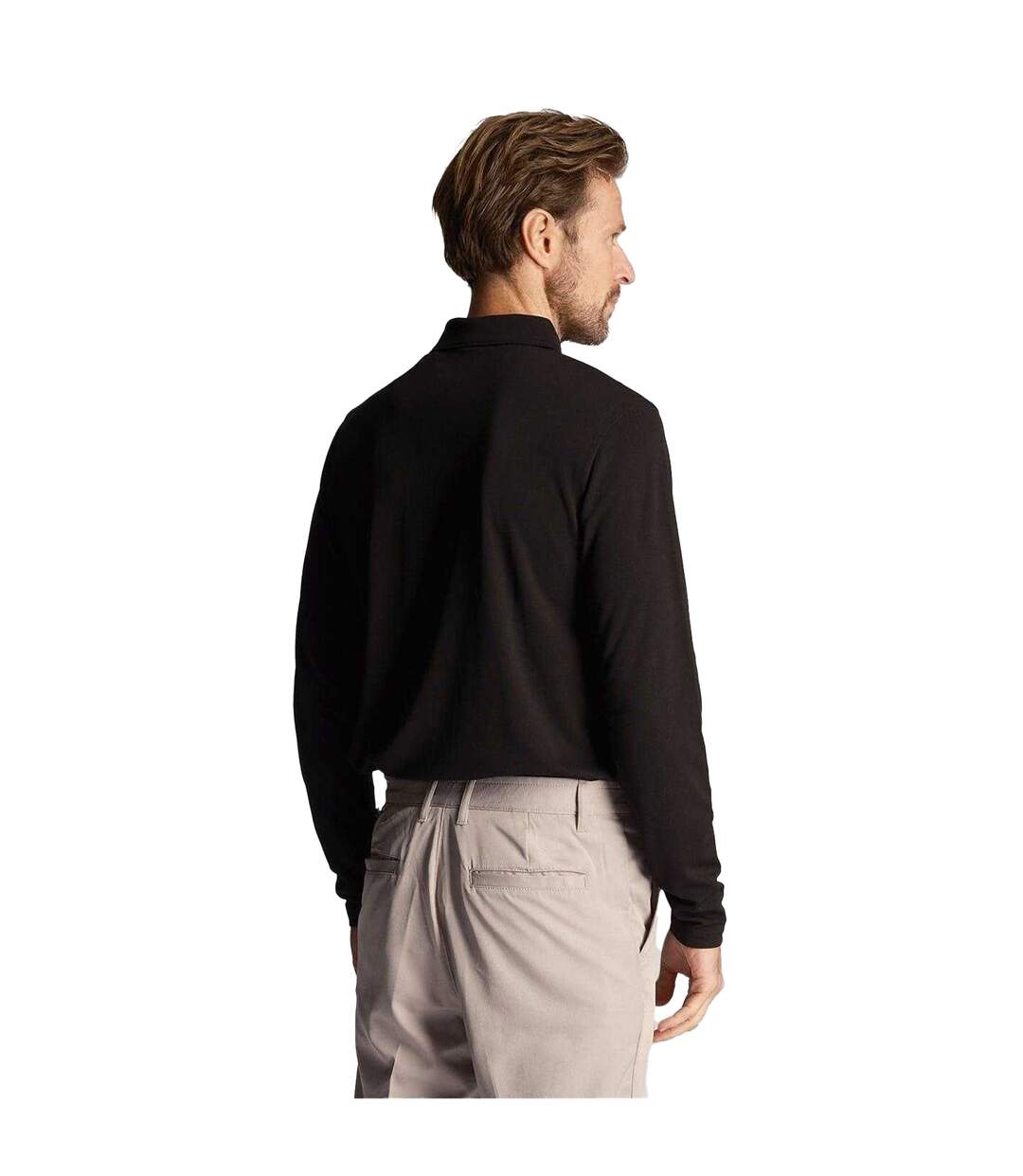 Polo Manches Longues Motif/style Logo Brodé Homme Noir Lyle & Scott-3