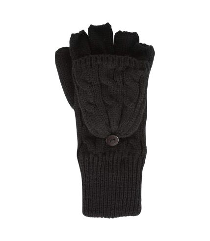 Womens/ladies faux fur lined fingerless gloves black Mountain Warehouse