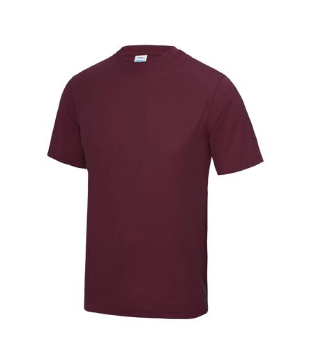 Just Cool Mens Performance Plain T-Shirt (Burgundy)