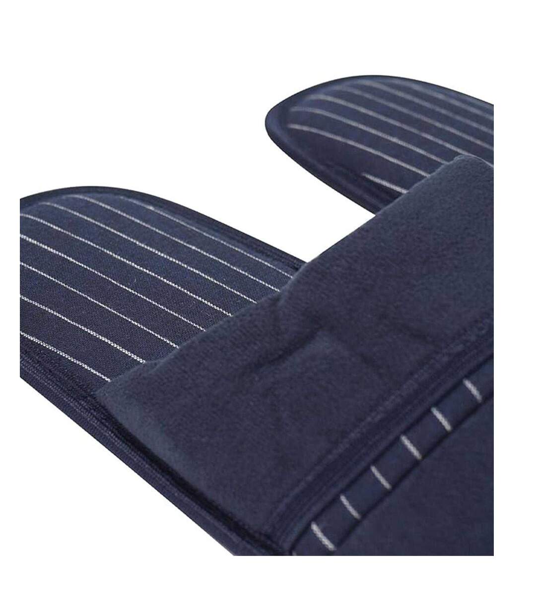 Chaussons Mules Motif/style Fines Rayures Homme Bleu Marine Keanu-2