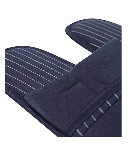 Chaussons Mules Motif/style Fines Rayures Homme Bleu Marine Keanu