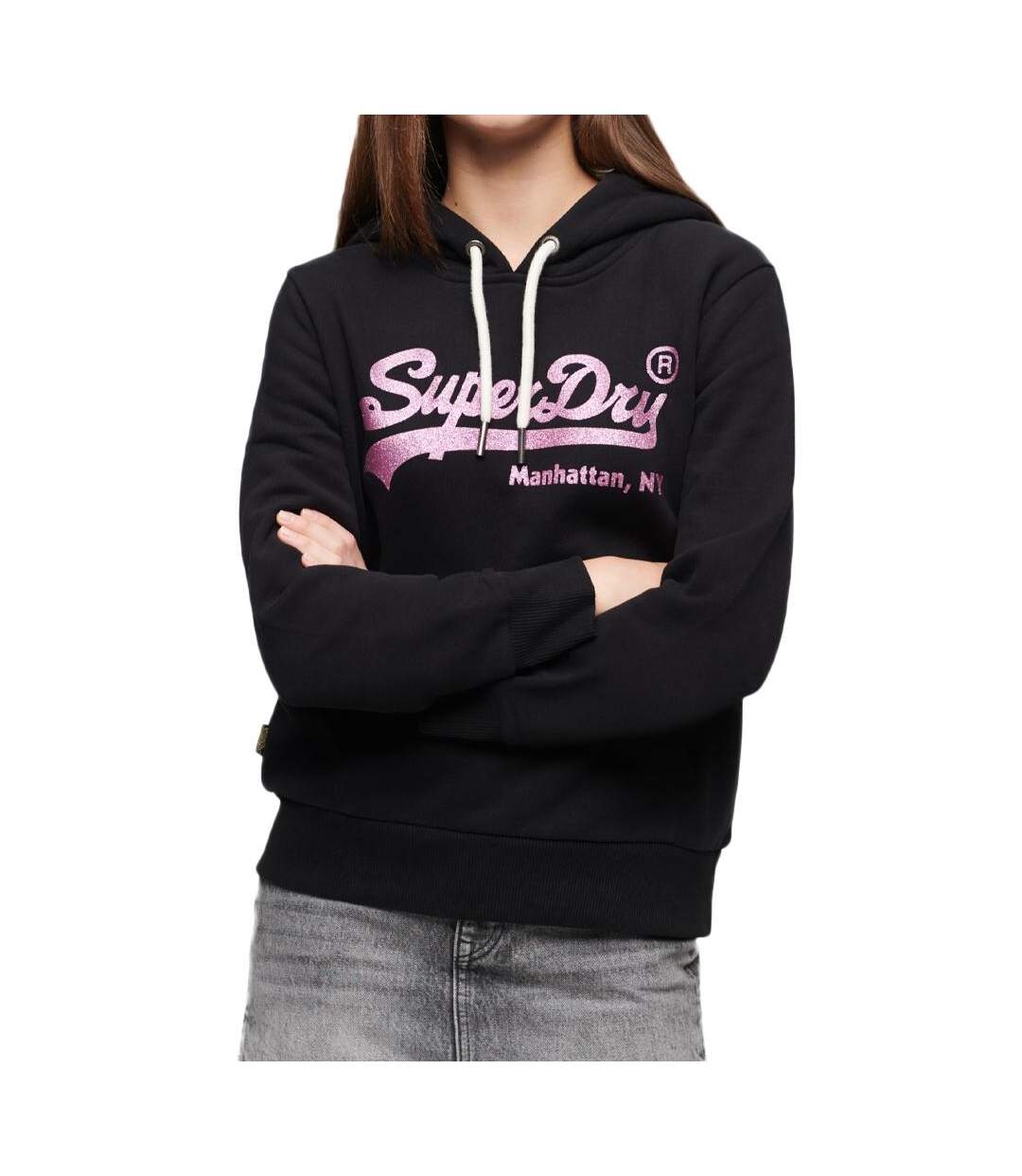 Sweat capuche Noir Femme Superdry Embellished Vl - L