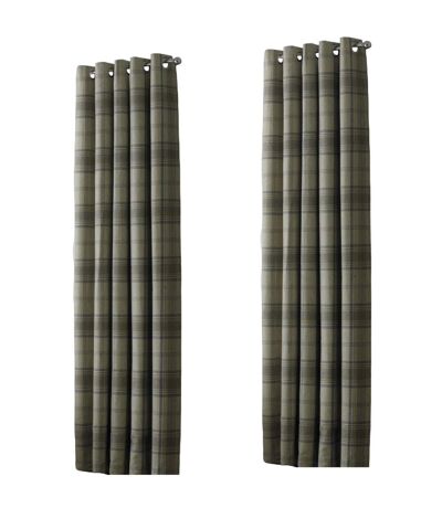 Aviemore checked pattern ringtop curtains/drapes 46 x 72ininch natural Riva Home