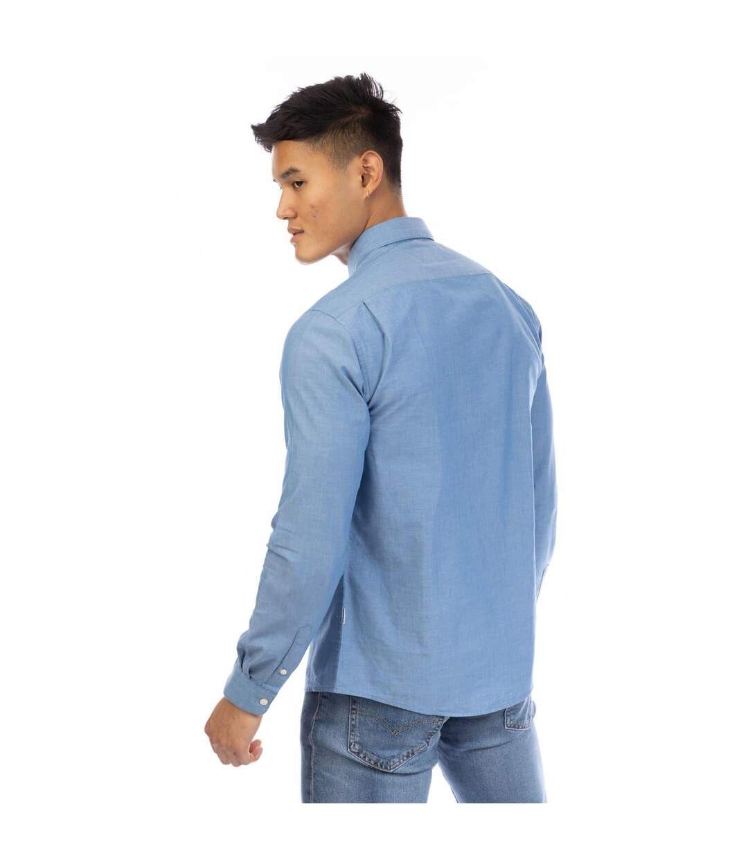 Chemise Manches Longues Homme Bleu Indigo Peter Werth-3
