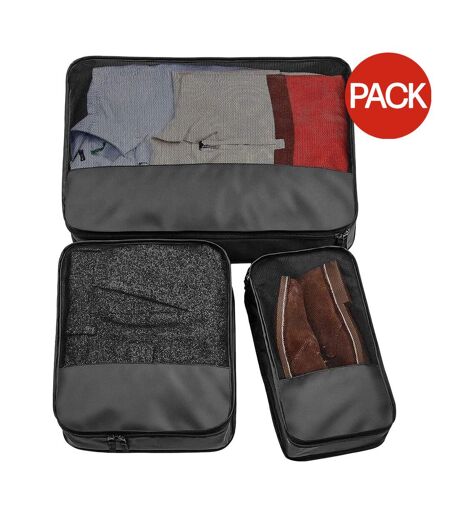 Lot De 3  Ensemble De Cubes De Rangement Pour Bagages Motif/style Maille Escape Noir Bagbase