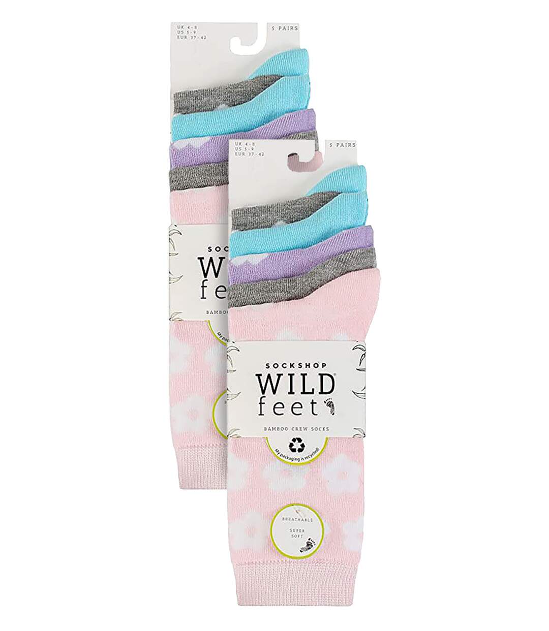 Wildfeet - 10 Paires Femme Chaussettes Bambou Mi-mollet Jacquard Imprimé-2