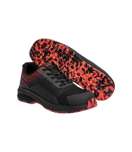 Mens Footwear Accelerate Safety Shoes Black Traffic Red Mascot
