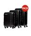 Pack Of 3  Escapade Embossed 4 Wheeled Suitcase  S-m-l Black Crosshatch-1