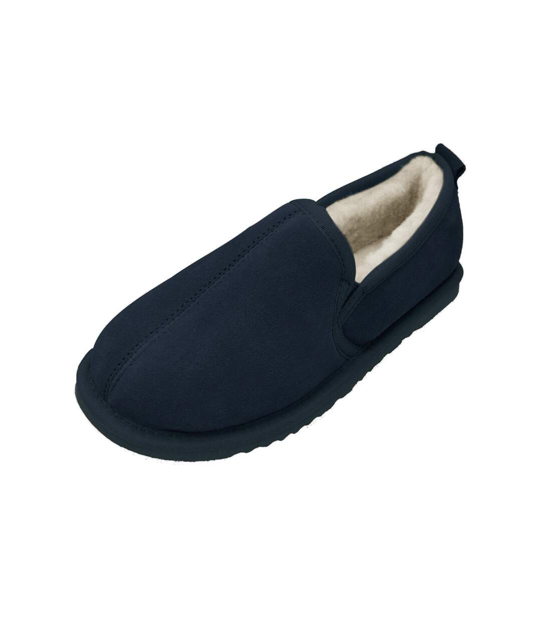 Leather mens sheepskin lined soft suede sole slippers navy Eastern Counties-1