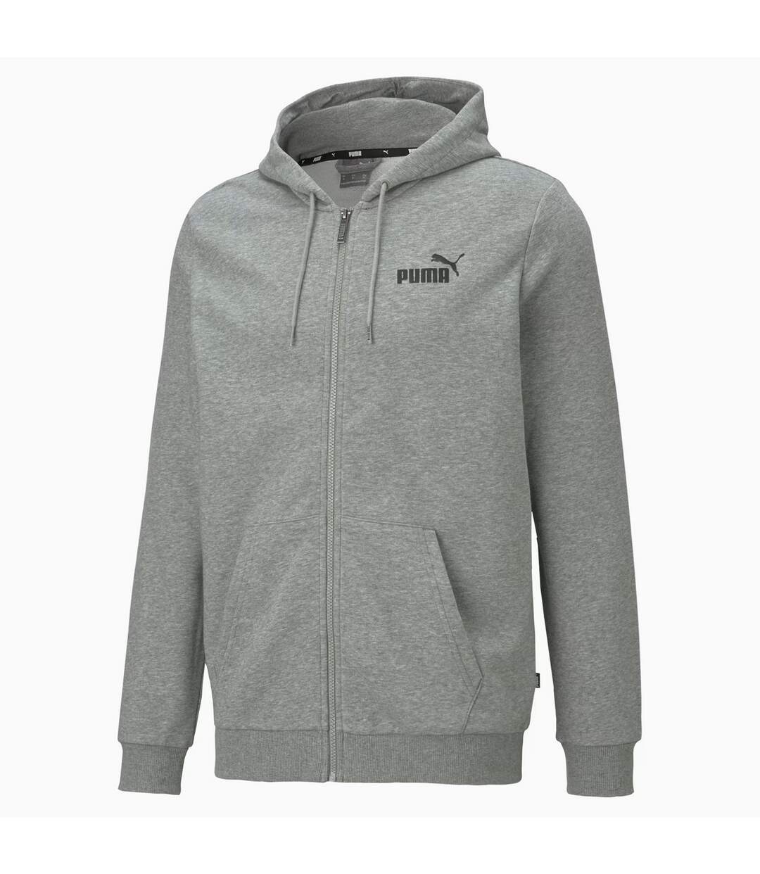 Womens/ladies Ess+ Taped Full Zip Hoodie Grey Puma-1