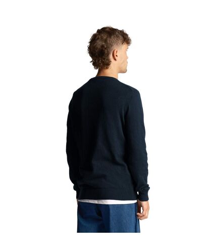 Mens cotton merino crew neck sweater dark navy Lyle & Scott