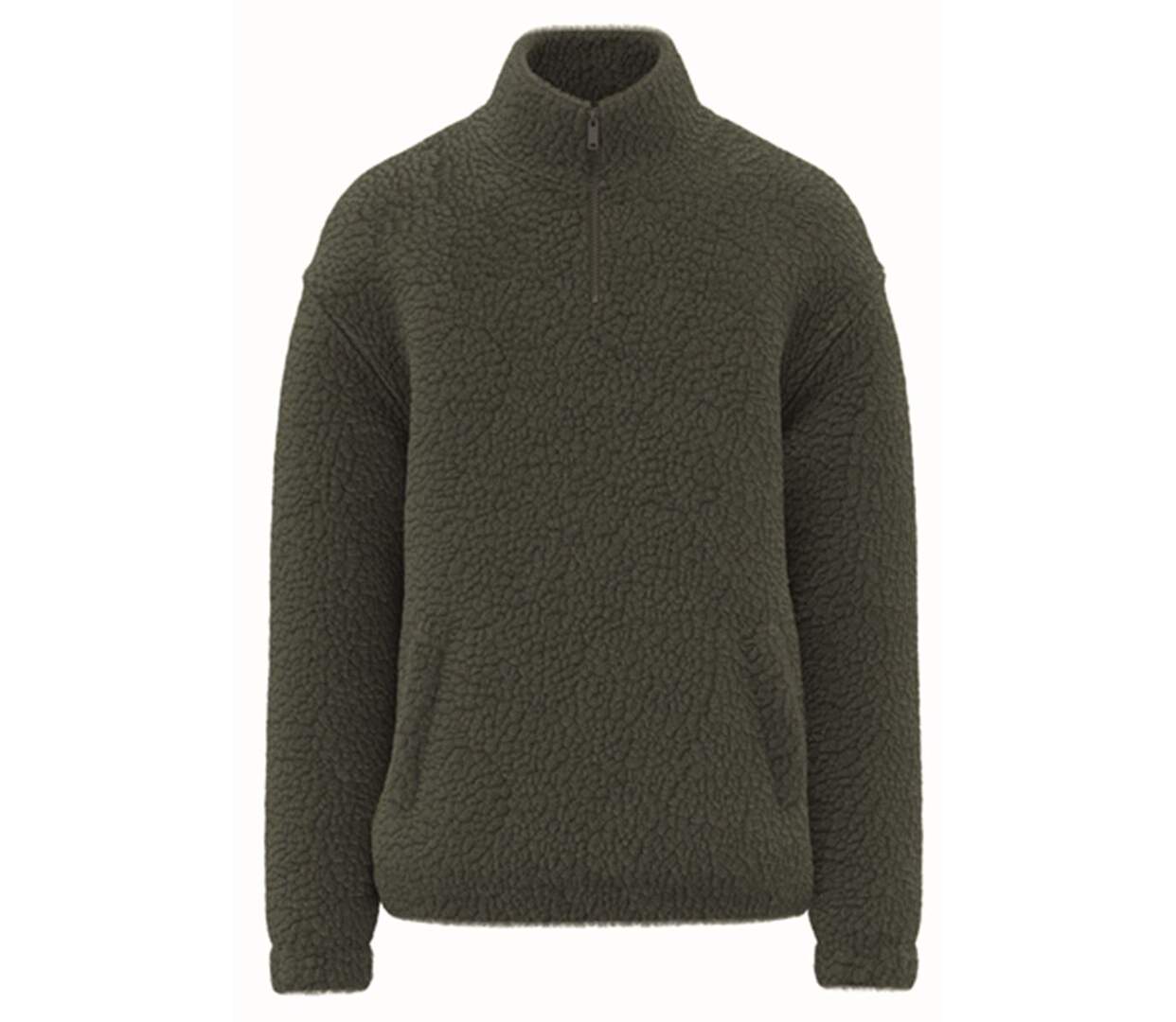 Sweat-shirt 1/4 zip - Unisexe - PATS403 - vert kaki-1