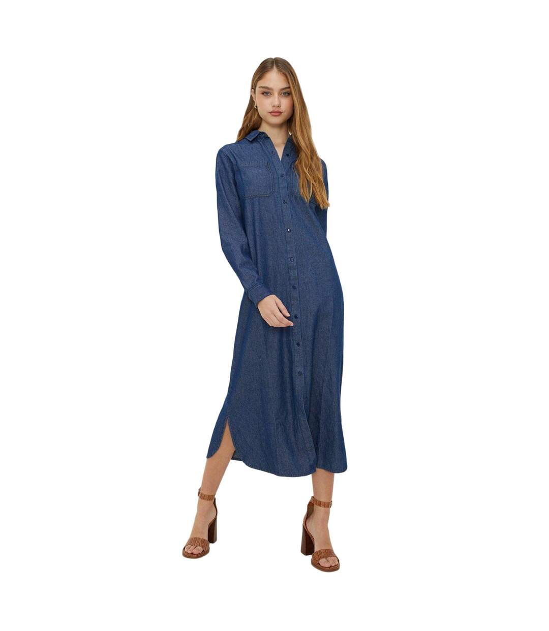 Robe chemisier mi-longue femme indigo délavé Dorothy Perkins