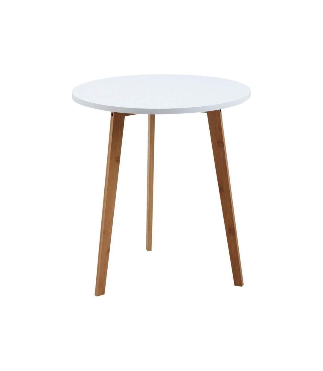 Table d'appoint ronde en bois et MDF laqué blanc