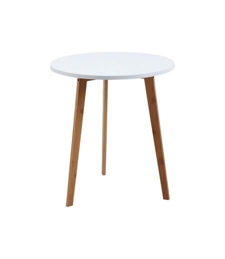 Table d'appoint ronde en bois et MDF laqué blanc