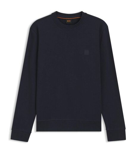 Mens Westart Premium Cotton Crew Neck Sweatshirt Dark Blue Boss
