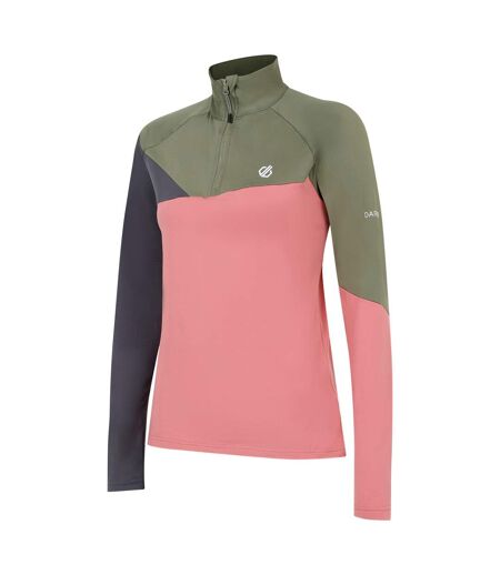 Haut de sport ice femme vert olive / vieux rose Dare 2B